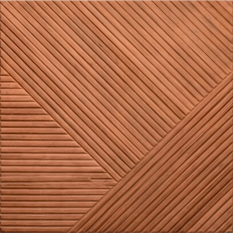 Wonear 3D UV vytlačený drážkovaný PET Teak Chevron Panel Wonear 3D UV vytlačený drážkovaný PET Teak Chevron Panel
